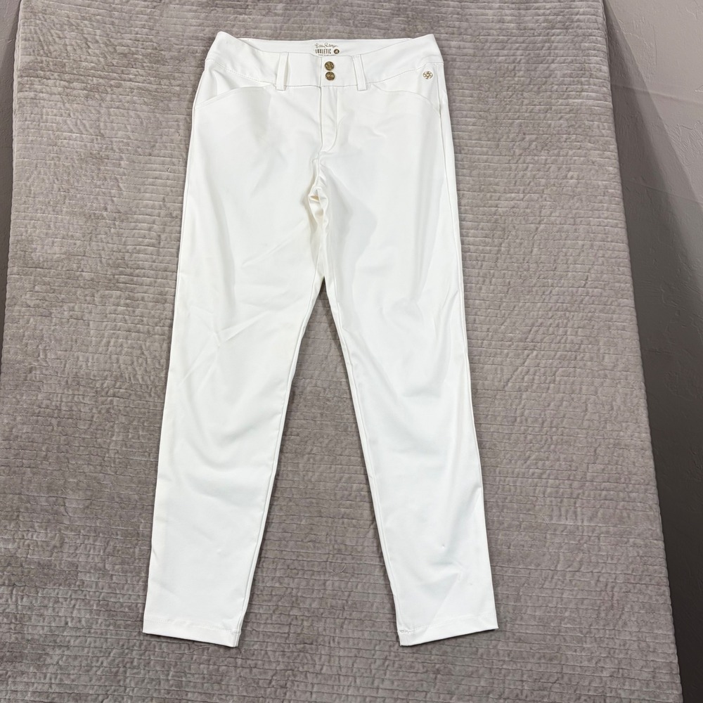 Lilly Pulitzer Luxletic White Golf Pants Womens 4 Stretch Tapered Style 007533